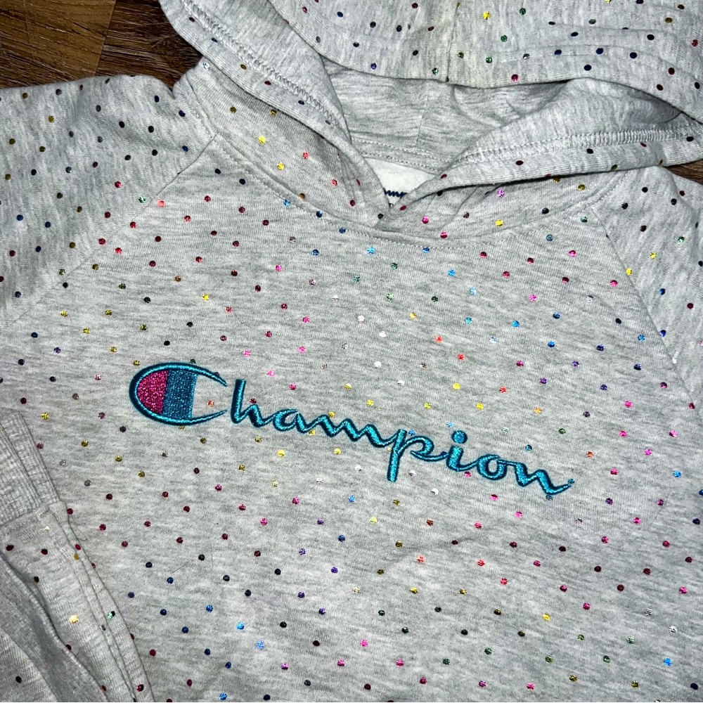 Champion Girls 2-Piece Multi-Color Polka Dot Hoodie and Sweatpants Set, Size XL - Picture 3 of 15